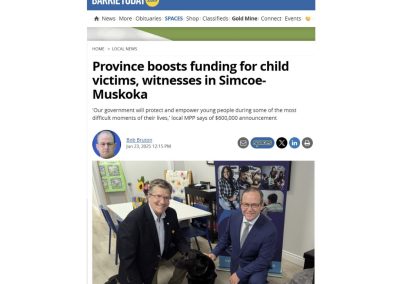 Province Boosts Funding for Child Victims, Witnesses in Simcoe-Muskoka